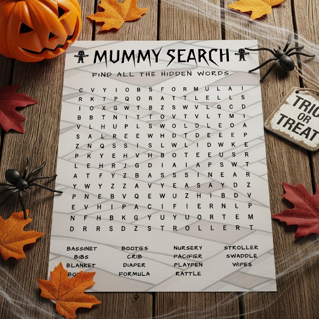 Papier Mot de la maman Recherche Baby shower Halloween Je (Créateur téléchargé)