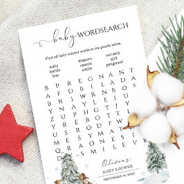 Papier Mot de recherche Jeu de Baby shower de bois hivern