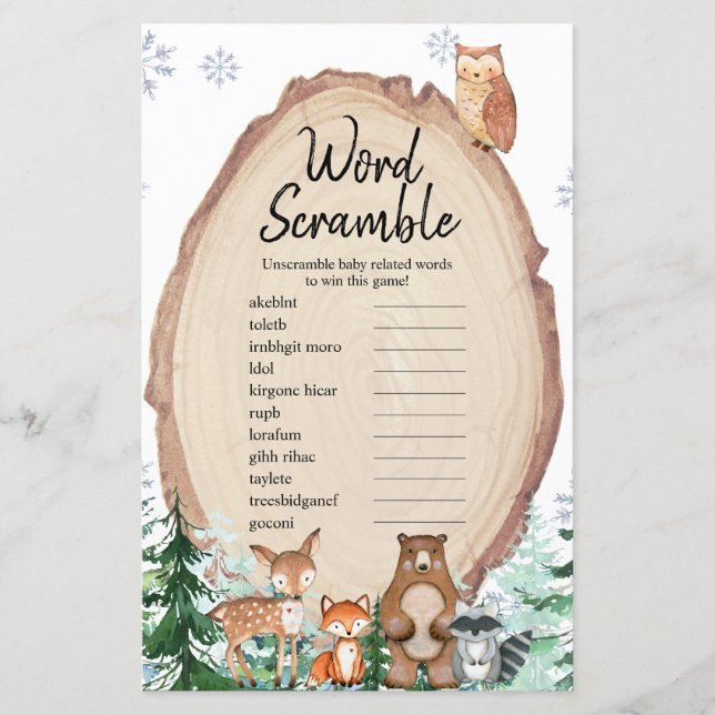 Papier Mot de ruée de forêt d'animaux d'hiver (Devant)