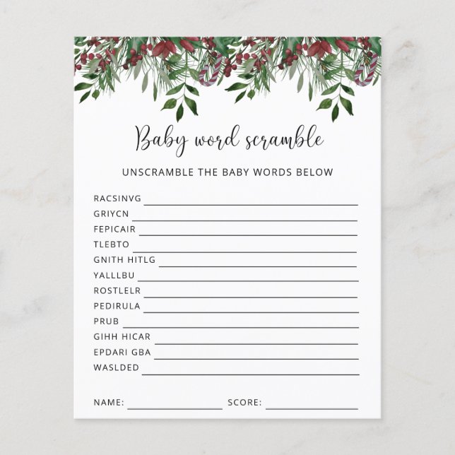 Papier Mot d'hiver Bébé | Jeu Baby shower (Devant)