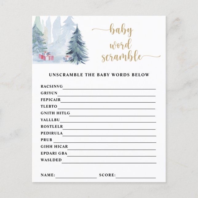 Papier Mot d'hiver Bébé | Jeu Baby shower (Devant)