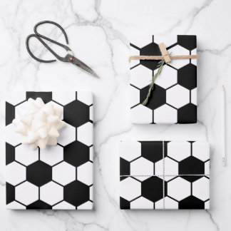 Papier motif à bille de football noir et blanc