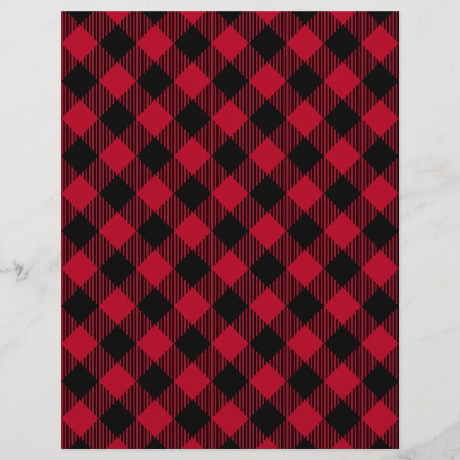 Papier Motif à carreaux rouge et noir de style buffalo (Devant)