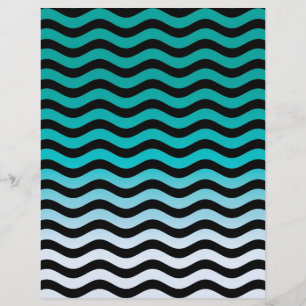 Papier Motif à rayures turquoise ondulées