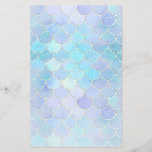 Papier Motif Aqua Pearlescent & Gold Mermaid (Devant)