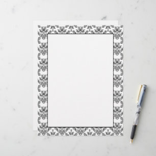 Papier Motif damassé vintage noir et blanc
