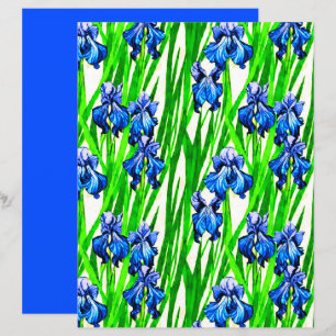 Papier Motif d'aquarelle bleu Iris