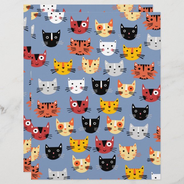 Papier Motif de chats mignons (Devant / Derrière)