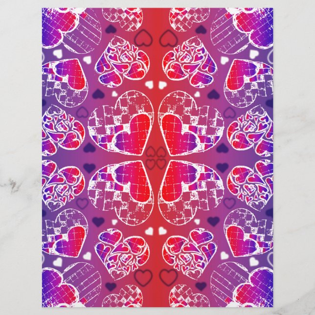 Papier Motif de coeur romantique violet et rouge Whimsica (Devant)