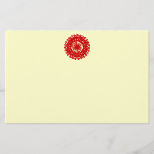 Papier Motif de dentelle ronde rouge.