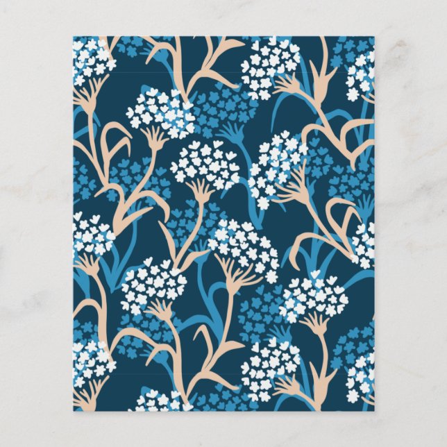 Papier Motif de dessin de fleurs bleues (Devant)