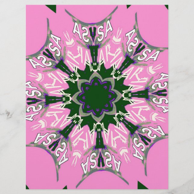 Papier Motif de mode floral mignon noir et rose monogramm (Devant)