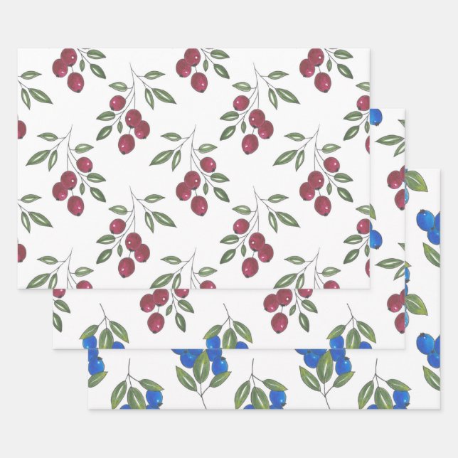 Papier Motif d'enveloppement de Burgundy Berries (Lot)