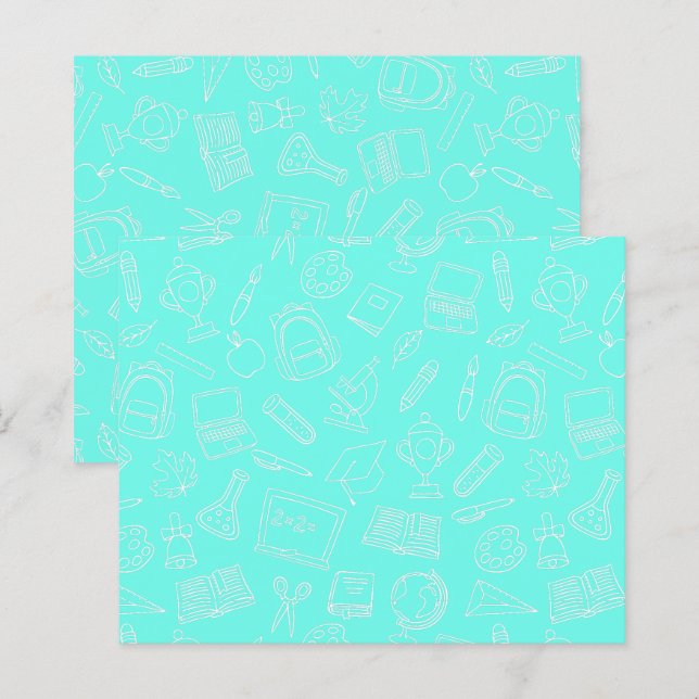 Papier Motif des fournitures scolaires de dessin de ligne (Devant / Derrière)