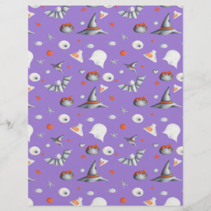 Papier Motif d'Halloween violet et blanc