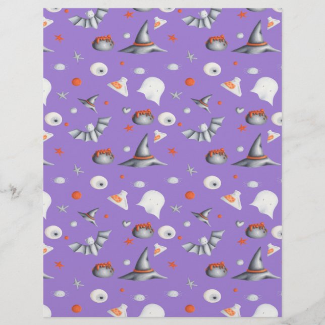 Papier Motif d'Halloween violet et blanc (Devant)
