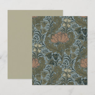 Papier Motif floral victorien antique terre cuite sauge