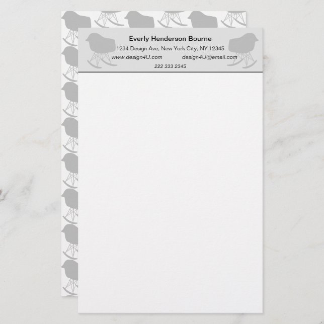 Papier Motif gris du milieu du siècle Silhouette (Devant / Derrière)