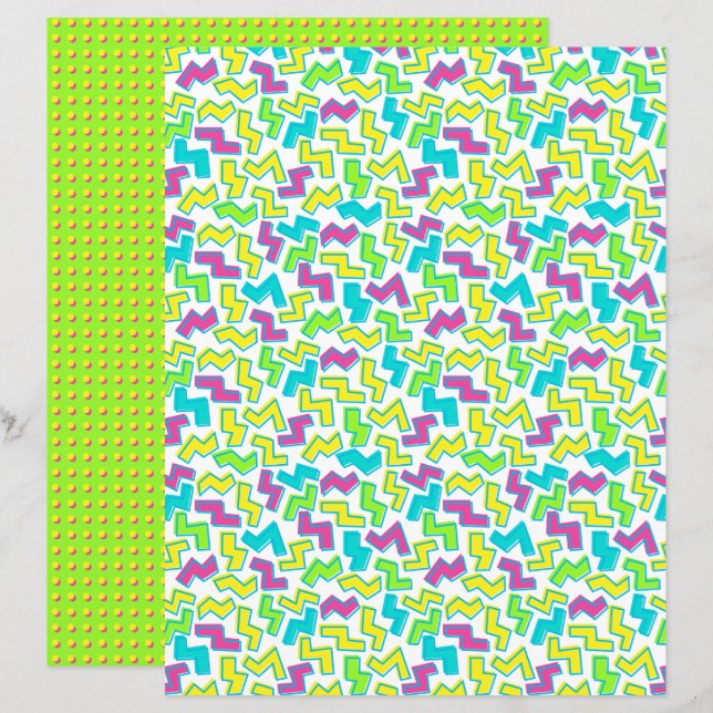 Papier Motif néon rétro des années 80/90 (Devant / Derrière)