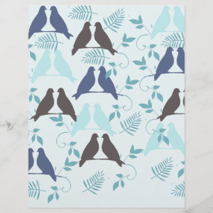 Papier Motif Oiseau Bleu