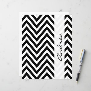 Papier Motif Zigzag noir et blanc, Votre nom