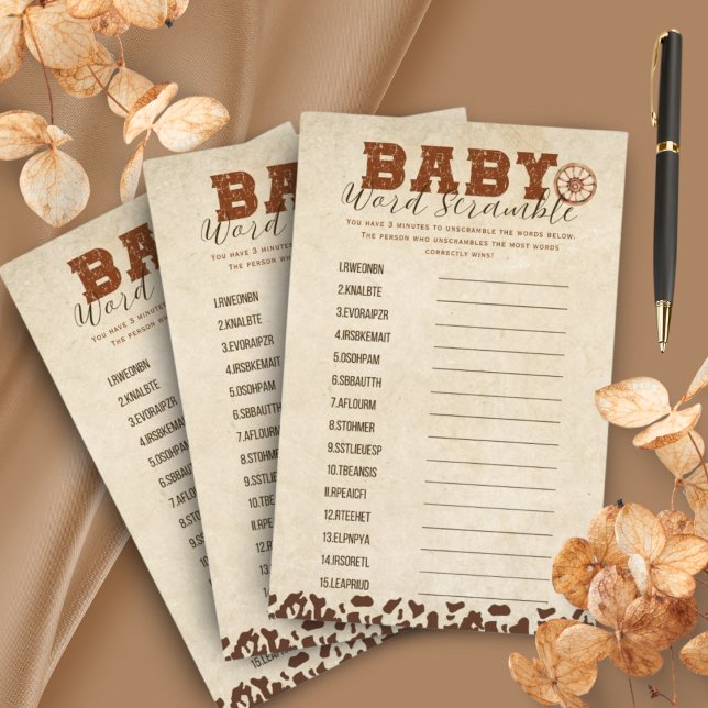 Papier Mots Baby showers de Little Western Cowboy (Créateur téléchargé)