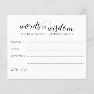 Papier Mots de sagesse Nouveaux parents Conseils Baby sho