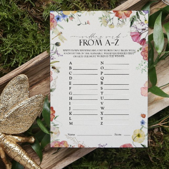 Papier Mots Mariages floraux pressés Jeu de douche A-Z (Bridal Shower Games!)