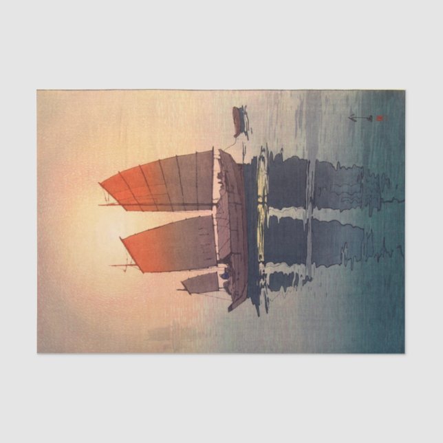 Papier Mousseline 帆 船 Bateaux À Voile Matin, Hiroshi Yoshida (Recto)
