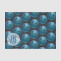 03of12 Blue Bowling Ball Ball Motif Tissu Paper