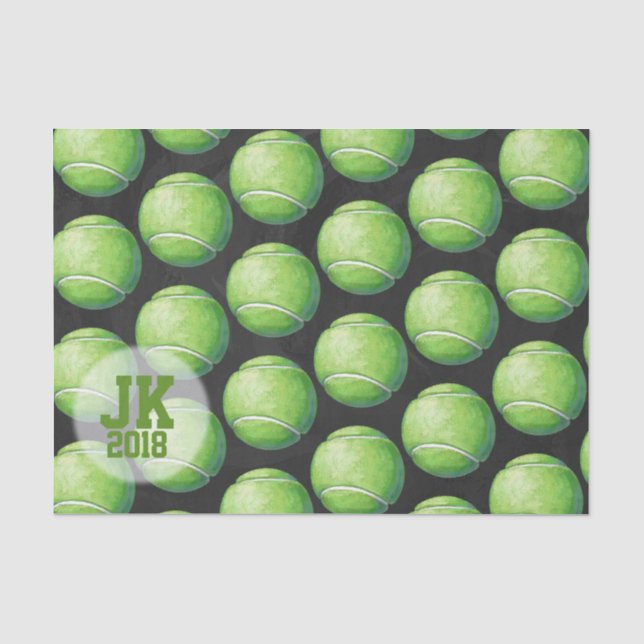 Papier Mousseline 03of12 Tennis Ball Motif Tissus Paper (Recto)