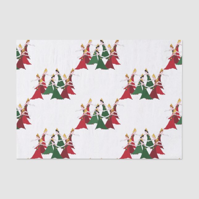 Papier Mousseline 12 jours de danse de dames de Noël 9 (Recto)
