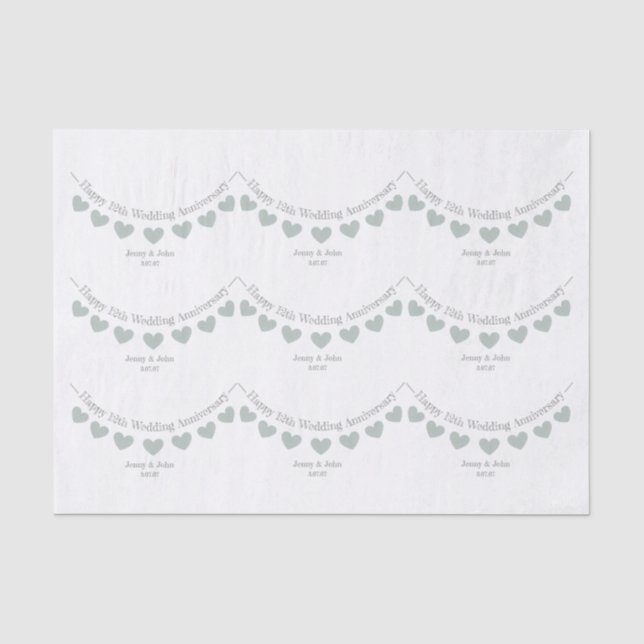 Papier Mousseline 12e/ Mariage de soie Anniversaire papier de coeur  (Recto)