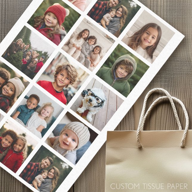 Papier Mousseline 15 Grille photo - Arrière - plan blanc minimum (Custom Photo Tissue Paper)