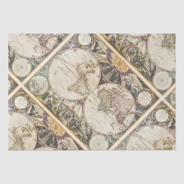 Papier Mousseline 1702 Une nouvelle carte du monde (Recto)