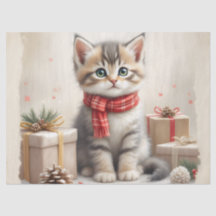 18# Papier Tissu Noël Kitty
