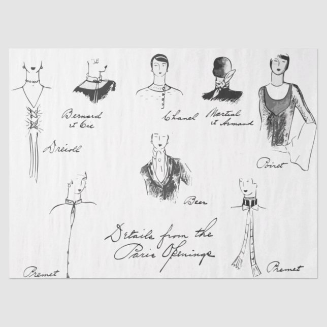 Papier Mousseline 1925 Mode française Tissus Paper (Recto)