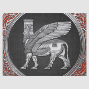 Papier Mousseline [220] Taureau à ailes assyriennes - Lamassu argent