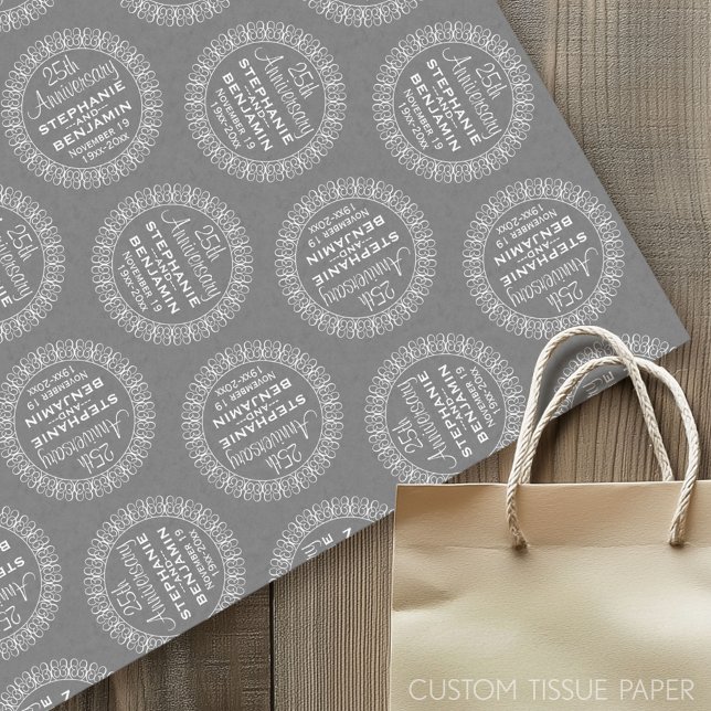 Papier Mousseline 25e anniversaire du Mariage Personnalisé (Custom Tissue Paper)