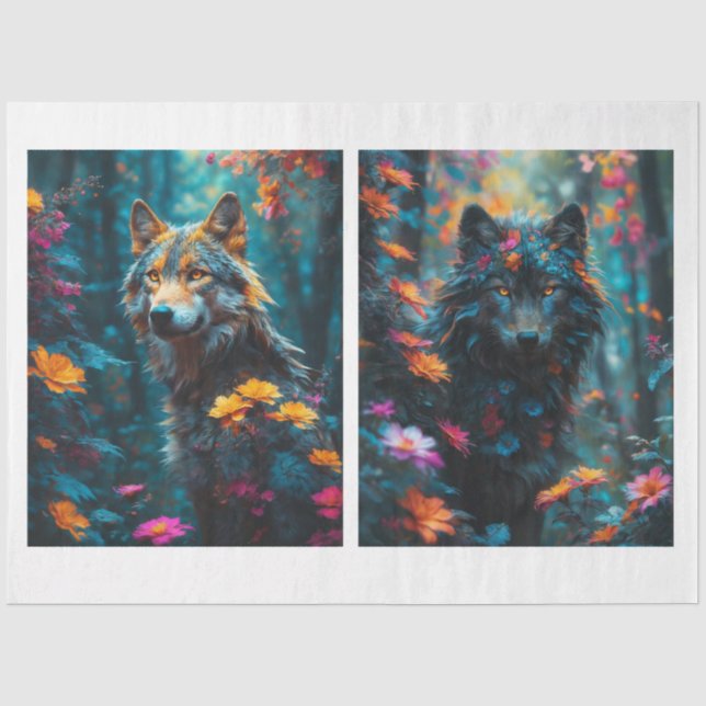 Papier Mousseline 2 Beaux Loups (Recto)