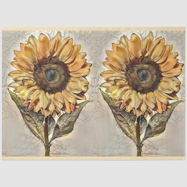 Papier Mousseline 2 Elégante Collection de Tournesols Aquarellés De  (Recto)