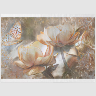 Papier Mousseline 2 Silk Gold White Unique Rose Art Dream
