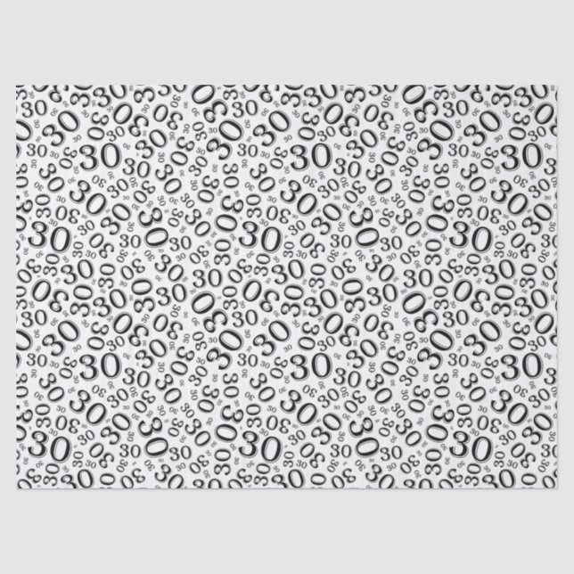 Papier Mousseline 30ème Motif noir/blanc d'anniversaire de collage (Recto)