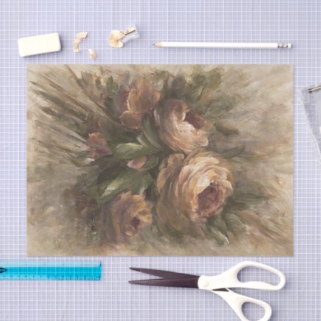 Papier Mousseline 315 Roses  (Artisanat)