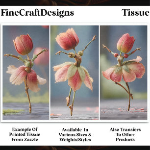 Papier Mousseline 3 Ballerines Fleur de Tulipe, Rose DJ5R Découpage