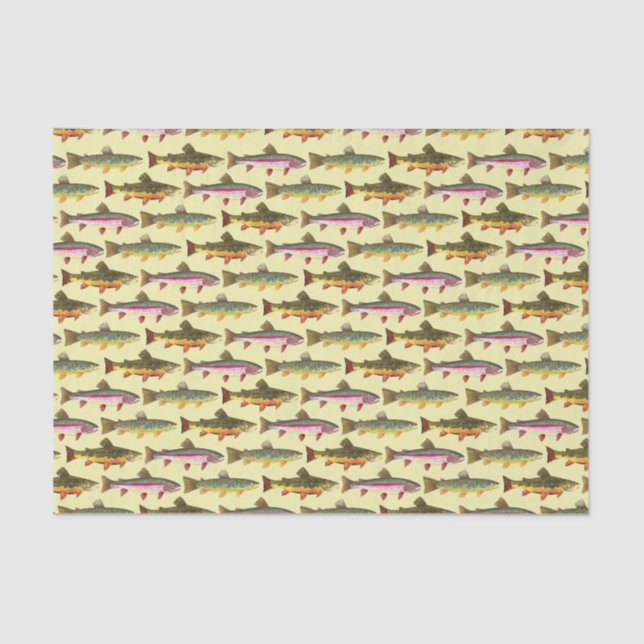 Papier Mousseline 3 Belles truites - Brook, Arc-en-ciel, Brown (Recto)