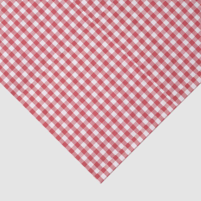 Papier Mousseline 3 Tissue Sheets, Red & White Gingham Check Pattern (Détail)