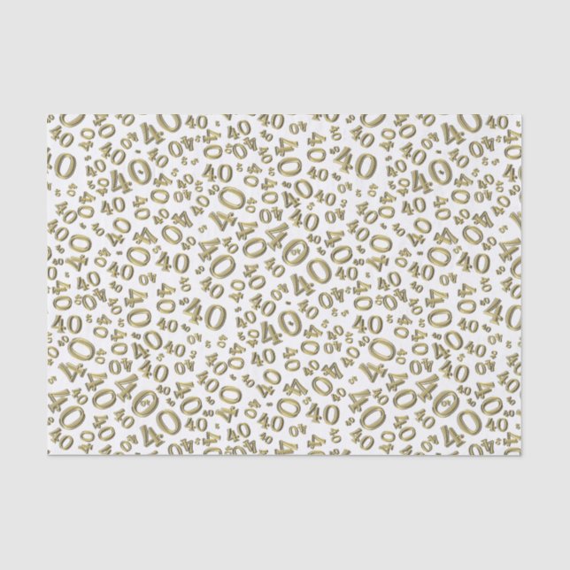 Papier Mousseline 40e anniversaire Gold/White Random Number Motif (Recto)