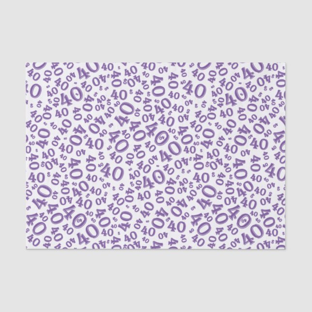 Papier Mousseline 40e anniversaire Motif du numéro aléatoire violet/ (Recto)