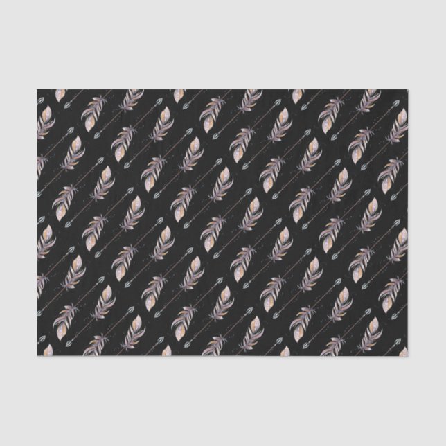 Papier Mousseline 50 & Fabuleux Anniversaire Pink Boho Feathers Noir (Recto)
